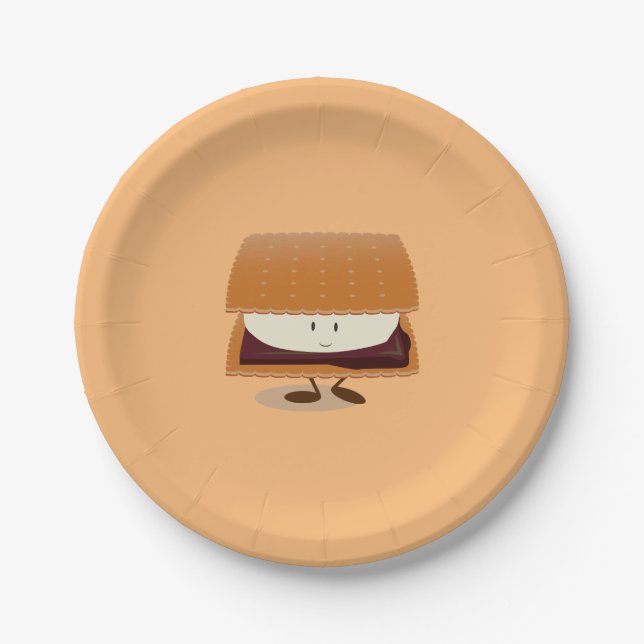 Smiling S'more Paper Plates (Front)