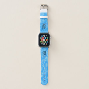 Smiling Snail Blue Abstract Shell on Blue Apple Watch Band