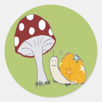 Smiling Snail By A Toadstool Stickers by sfcount at Zazzle