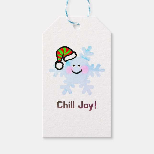Smiling Snowflake Holiday Cheer Gift Tags (Front)