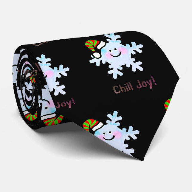 Smiling Snowflake Holiday Cheer Neck Tie (Rolled)