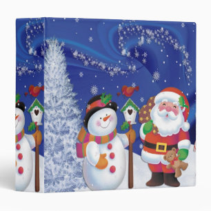 Smiling snowman and Santa Claus 3 Ring Binder