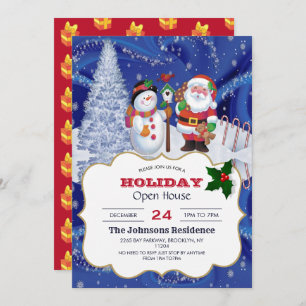 Smiling snowman and Santa Claus Invitation