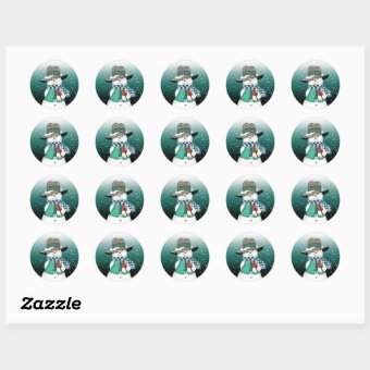 Smiling Snowman, Cardinal in a Snowstorm Stickers | Zazzle
