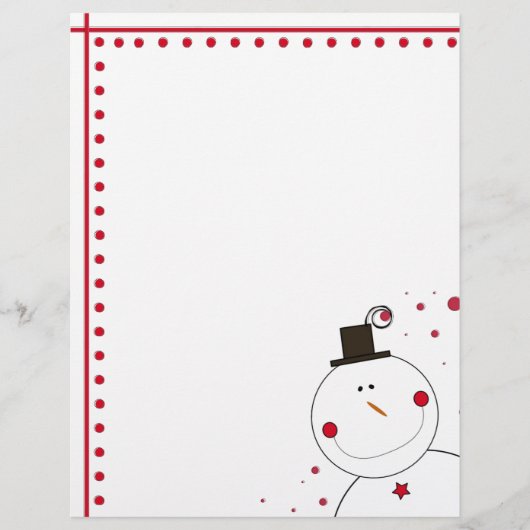 Smiling Snowman Christmas Letterhead (Front)