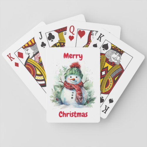 Smiling Snowman Classic Playing Cards