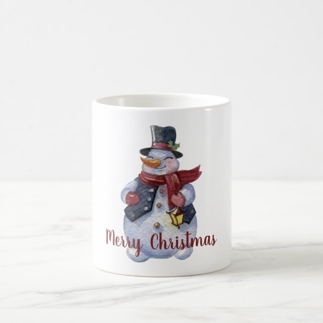Smiling Snowman Customizable Coffee Mug (Center)