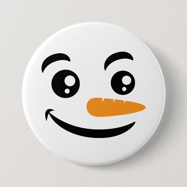 Smiling Snowman Face Button (Front)