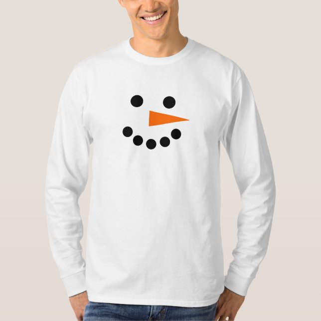 Smiling Snowman Face Winter Holiday Festive Fun T-Shirt (Front)