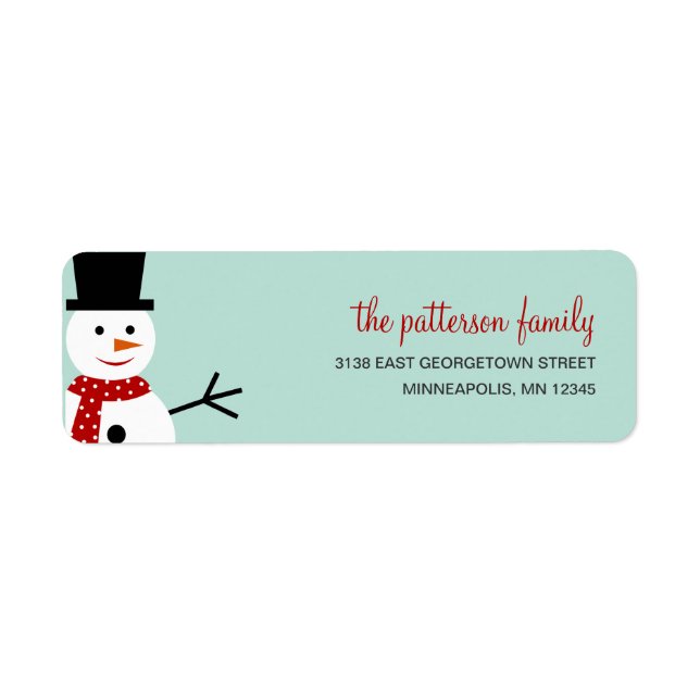 Smiling Snowman Holiday Address Label (Front)
