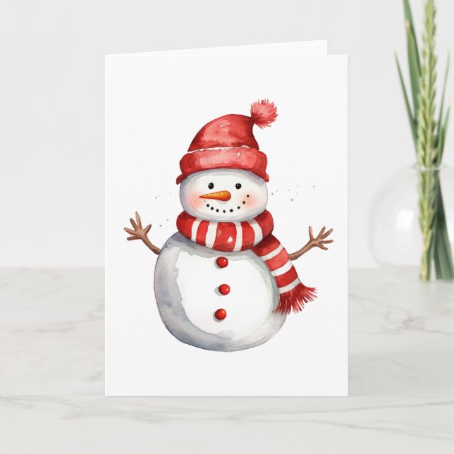 Smiling Snowman Holiday Card – Blank Winter Card  (Front)