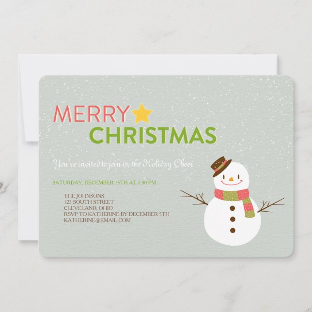Smiling Snowman Holiday Party Invitations (Front)