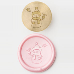 Smiling Snowman in Hat and Scarf Wax Seal Stamp