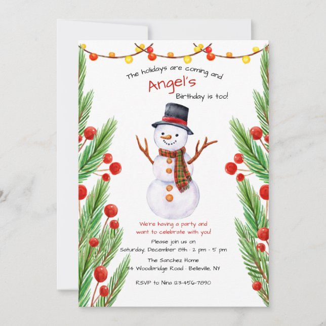 Smiling Snowman Invitation (Front)