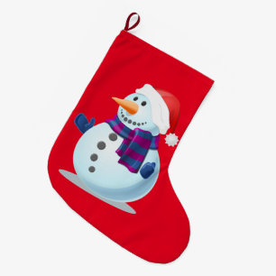 Smiling Snowman Large Christmas Stocking