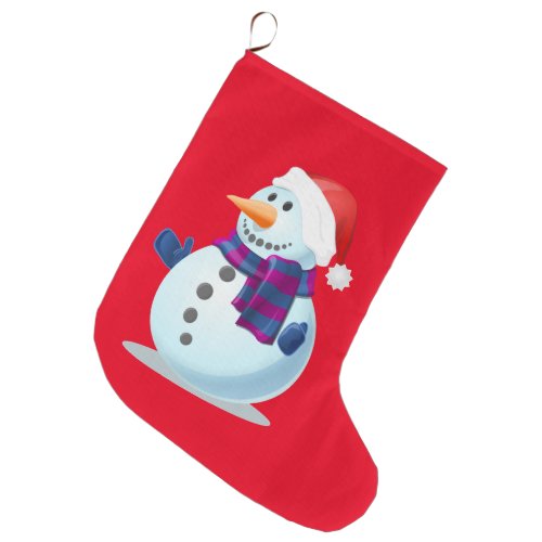 Smiling Snowman Large Christmas Stocking