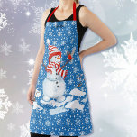 Smiling Snowman Personalize Name Christmas Gift Apron<br><div class="desc">Add your name Smiling Snowman Personalize Name Christmas Gift</div>