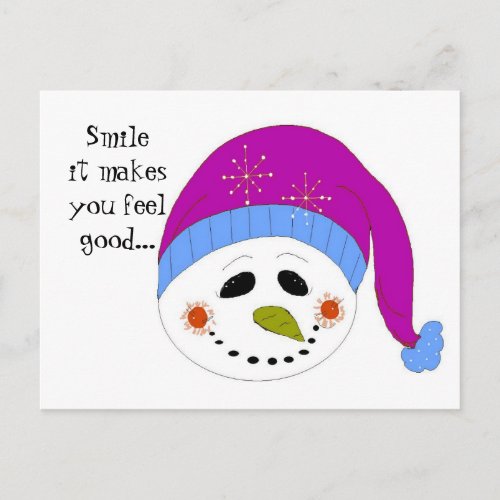 Smiling Snowman Postcard