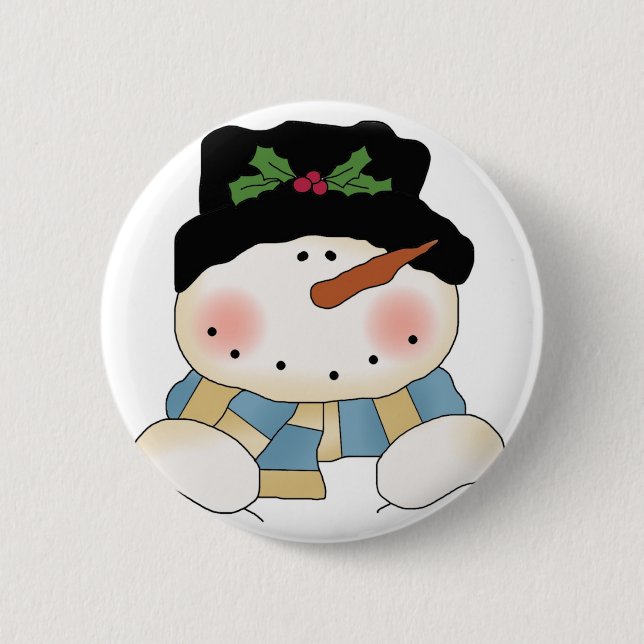 Smiling  Snowman Tshirts and Gifts Pinback Button (Front)