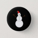 [ Thumbnail: Smiling Snowman Wearing a Red Christmas Santa Hat Button ]