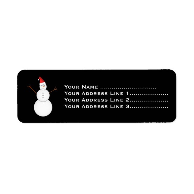 Smiling Snowman Wearing A Red Christmas Santa Hat Label (Front)