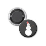 [ Thumbnail: Smiling Snowman Wearing a Red Christmas Santa Hat Magnet ]