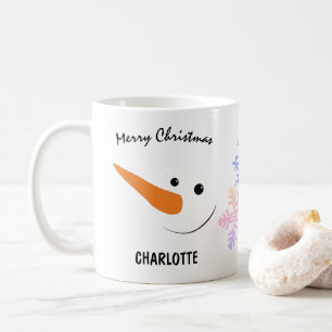 Smiling Snowman With Long Nose, Merry Christmas Coffee Mug