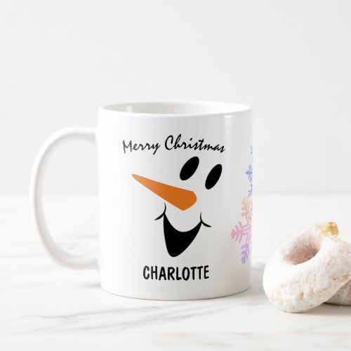 Smiling Snowman With Open Mouth Merry Christmas Coffee Mug
