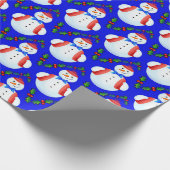 Smiling Snowmen and Holly Wrapping Paper (Corner)