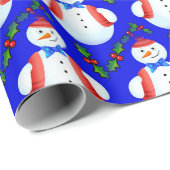 Smiling Snowmen and Holly Wrapping Paper (Roll Corner)
