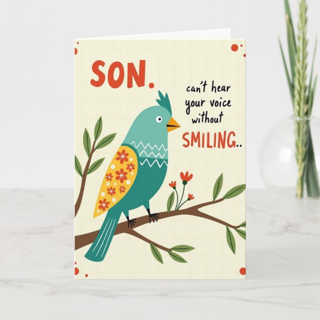 Smiling Son Miss You Bird Card (Front)