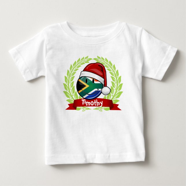 Smiling South African Flag Christmas Style Baby T-Shirt (Front)