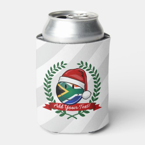 Smiling South African Flag Christmas Style Can Cooler