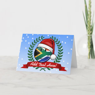 Smiling South African Flag Christmas Style Holiday Card