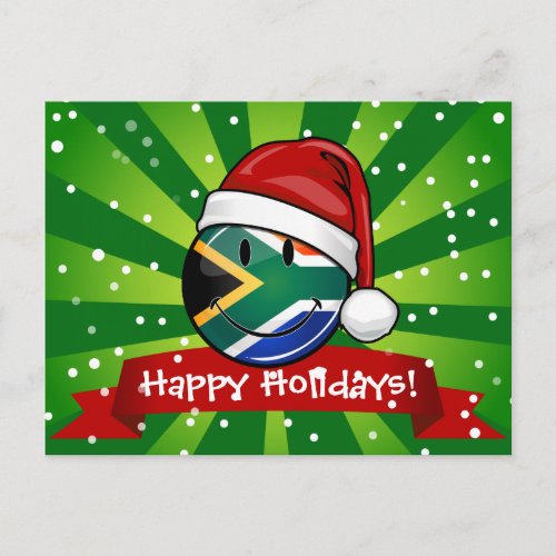 Smiling South African Flag Christmas Style Holiday Postcard