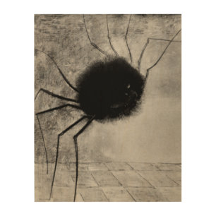 Smiling Spider by Odilon Redon, Vintage Halloween Wood Wall Art