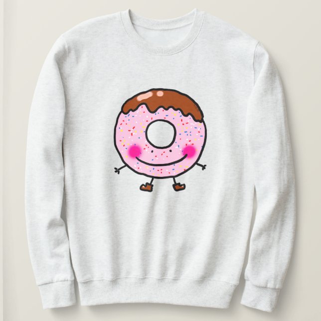 Smiling Sprinkle Donut Character Art Sweatshirt (Design Front)