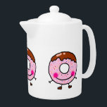 Smiling Sprinkle Donut Character Art Teapot<br><div class="desc">Add a dash of sweetness and fun to your day with this cheerful smiling donut character! Featuring pink frosting, colorful sprinkles, and chocolate topping, this playful illustration is perfect for kids, teens, and anyone who loves cute, happy designs. Great for foodies, kawaii art fans, and those who enjoy lighthearted, whimsical...</div>