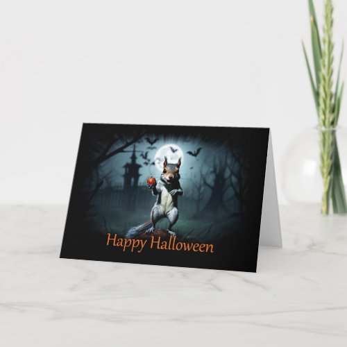 Smiling Squirrel Halloween Card