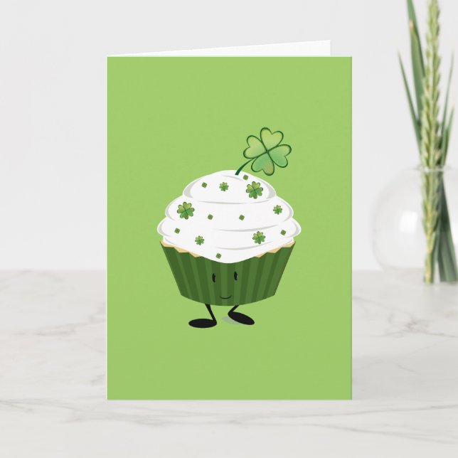 Smiling St. Patrick's day cupcake Card (Front)