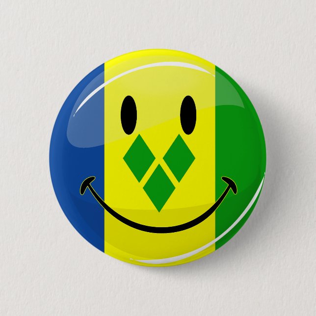 Smiling St. Vincent and Grenadines Flag Button (Front)