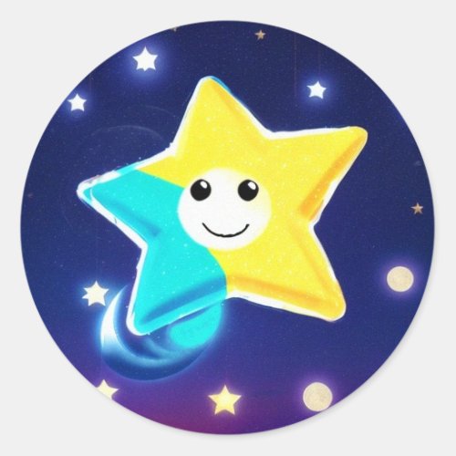 Smiling Starlight Adventure Classic Round Sticker