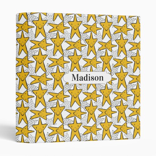 Smiling Stars Pattern custom name binders