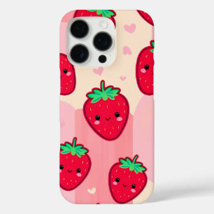 Smiling strawberry with rosy cheeks iPhone 16 pro case