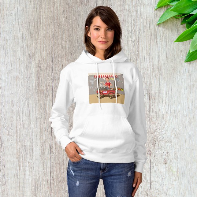 Smiling Street Food Vendor Colorful Food Cart Hoodie (Creator Uploaded)