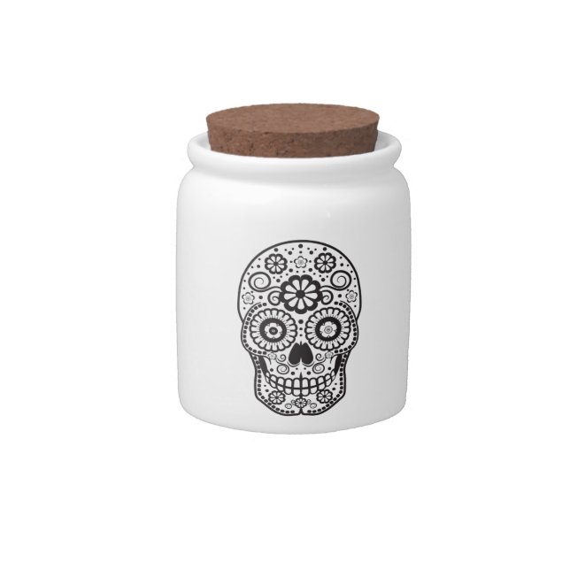 Smiling Sugar Skull Candy Jar (Front)