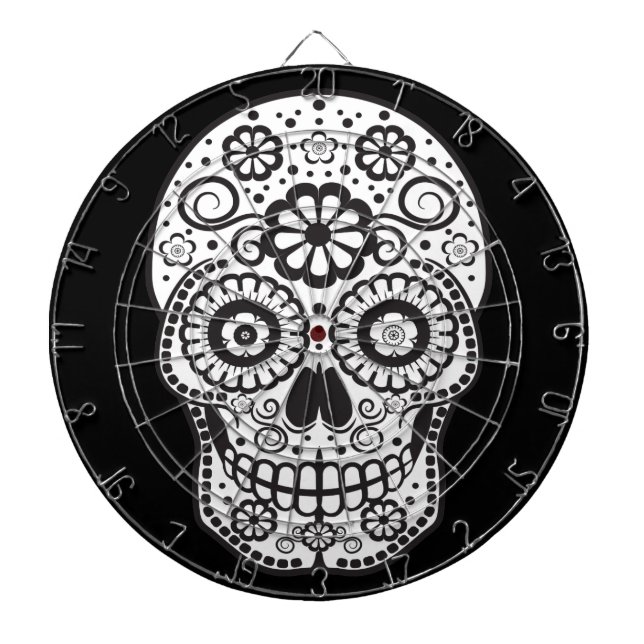 Smiling Sugar Skull Dart Board (Front)