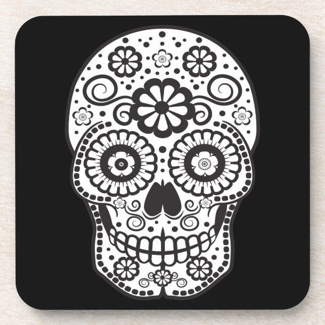 Smiling Sugar Skull Drink Coaster (Front)
