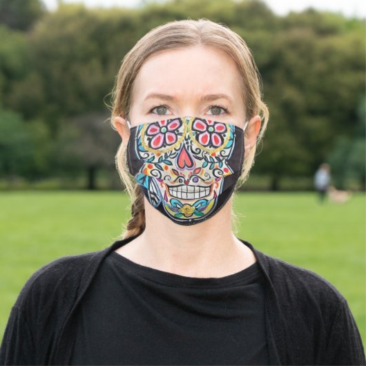 Smiling Sugar Skull Face Mask (Outside)