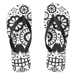 Smiling Sugar Skull Flip Flops